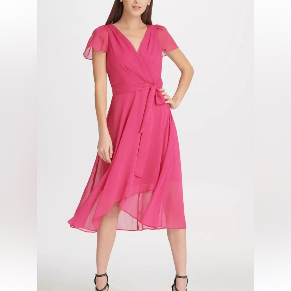 DKNY Pink High Low Flutter Sleeve Sundress
Size 8 Perfect Condition